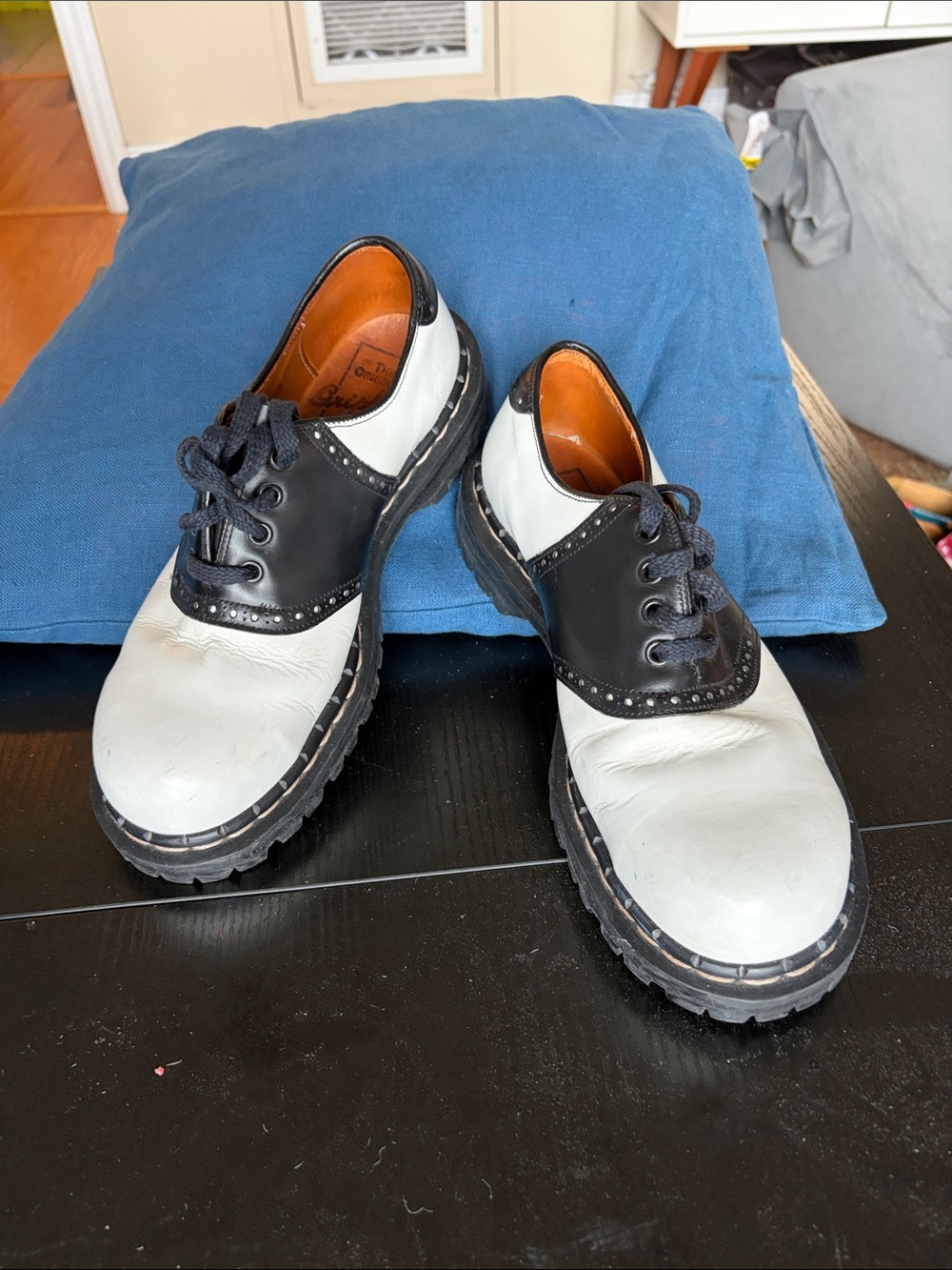 Authentic Gripfast Black & White steel toed Saddle Derby Shoes